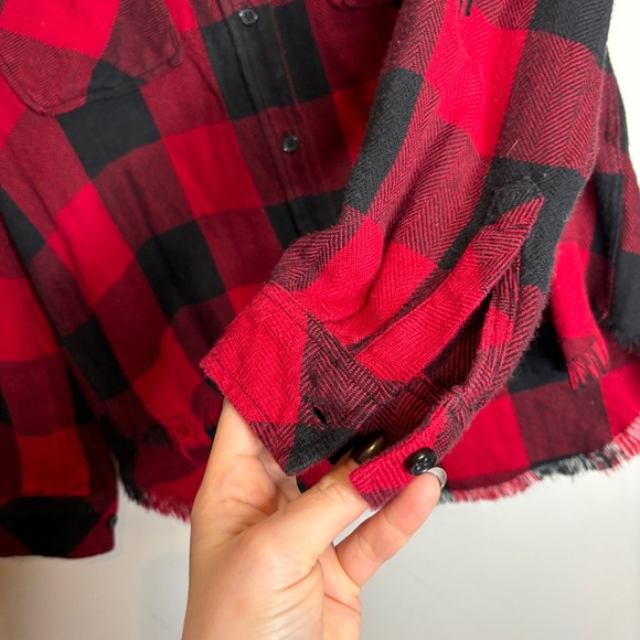 Rails Larsson Embroidered Frayed Plaid Shirt XS Red - Picture 6 of 12